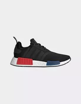 Черные кроссовки adidas Originals NMD R1 с красными и синими язычками