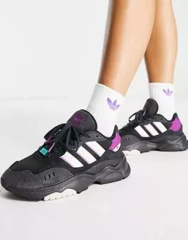Черные кроссовки adidas Originals Retropy F90 с фиолетовыми деталями