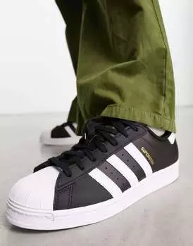 Черные кроссовки adidas Originals Superstar с белыми полосками