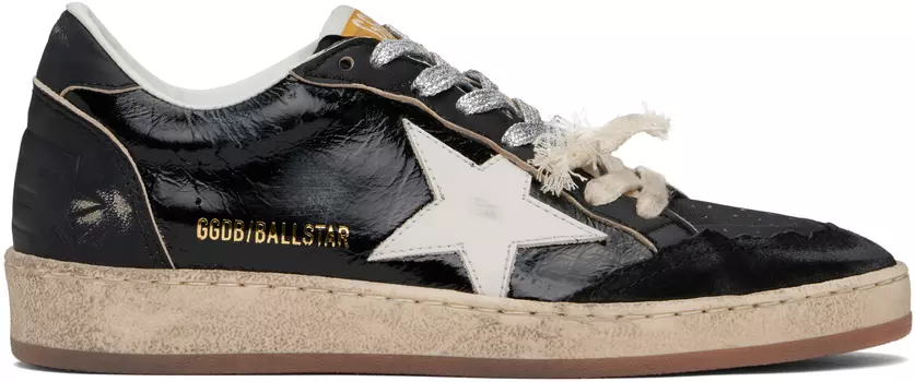 Черные кроссовки Ball Star с рваным носком Golden Goose