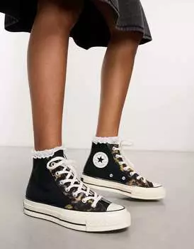 Черные кроссовки Converse Chuck Taylor 70 с анималистичным принтом