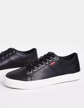 Черные кроссовки Levi's woodward с небольшим логотипом