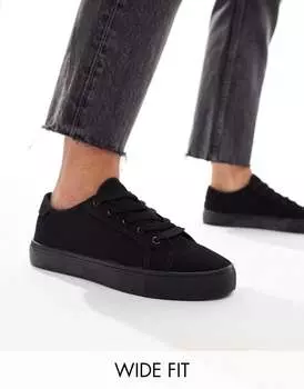 Черные кроссовки на шнуровке ASOS DESIGN Wide Fit Dizzy