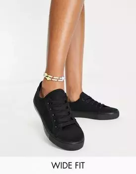 Черные кроссовки на шнуровке ASOS Wide Fit Dizzy с широкой посадкой