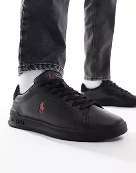 Черные кроссовки Polo Ralph Lauren Heritage Court с красным логотипом