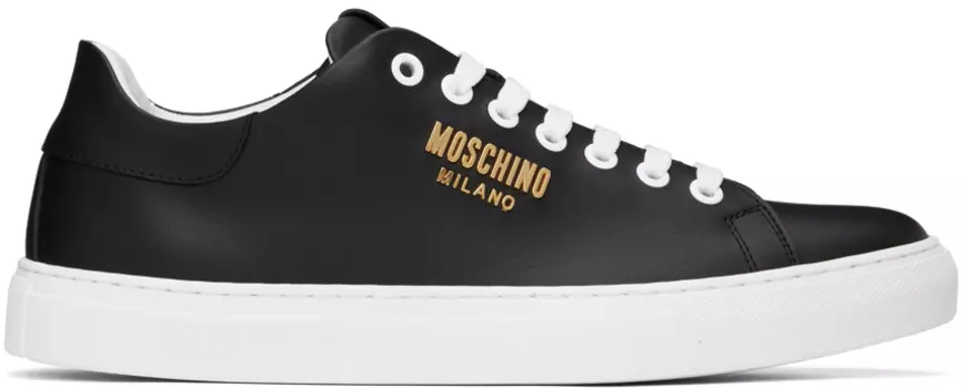 Черные кроссовки с фурнитурой и логотипом Moschino