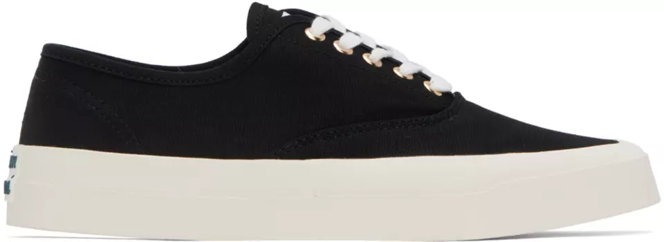 Черные кроссовки со шнуровкой из плотной ткани Maison Kitsun