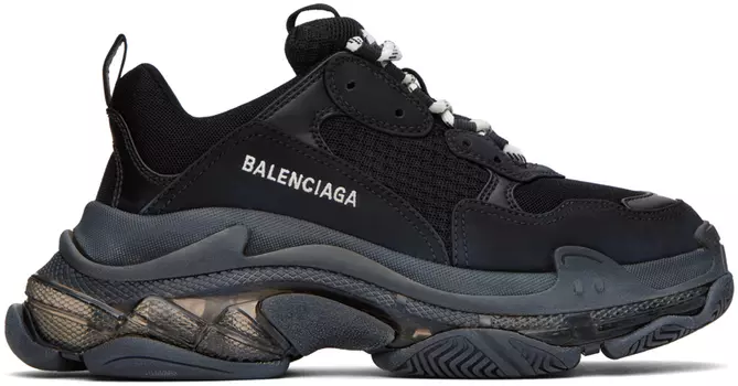 Черные кроссовки Triple S с прозрачной подошвой Balenciaga