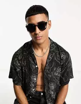 Черные круглые солнцезащитные очки Selected Homme