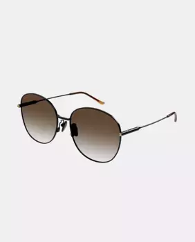 Черные круглые женские солнцезащитные очки из металла Gucci, черный