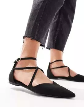 Черные кружевные балетки ASOS Larna