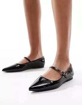 Черные кружевные балетки River Island