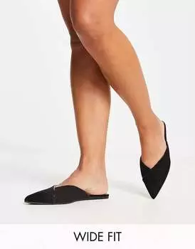 Черные кружевные балетки широкого кроя ASOS Luna