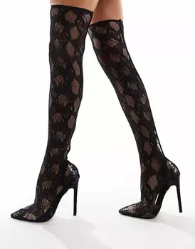 Черные кружевные ботфорты Simmi London – Conny