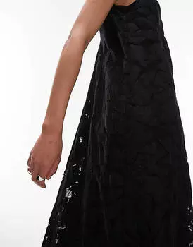 Черные кружевные макси-кеды Topshop