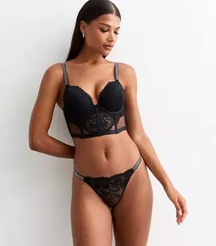 Черные кружевные стринги со стразами New Look, черный