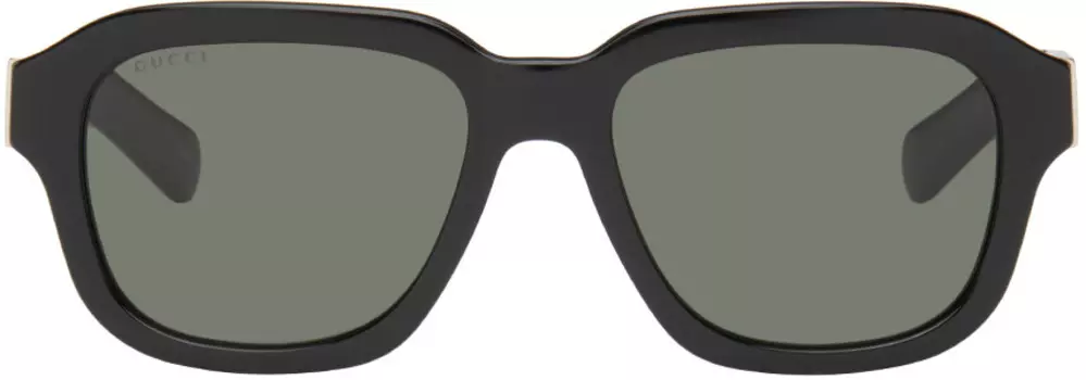 Черные квадратные солнцезащитные очки Gucci, Black/Black/Grey