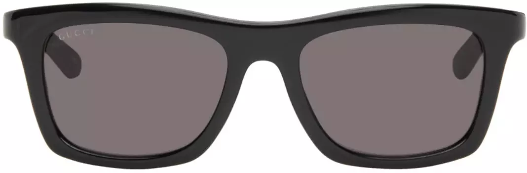 Черные квадратные солнцезащитные очки Gucci, Black/Black/Grey