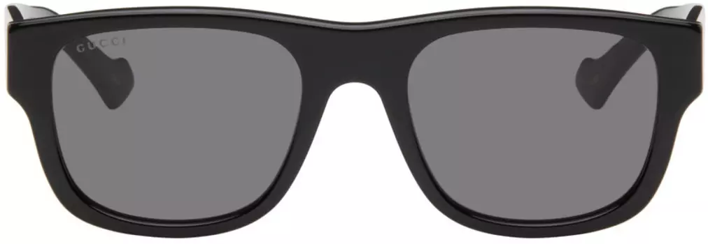 Черные квадратные солнцезащитные очки Gucci, Black/Black/Grey