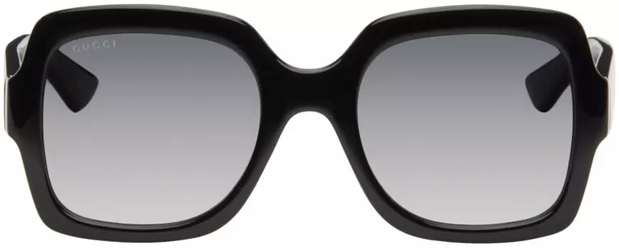 Черные квадратные солнцезащитные очки Gucci, Black/Black/Grey