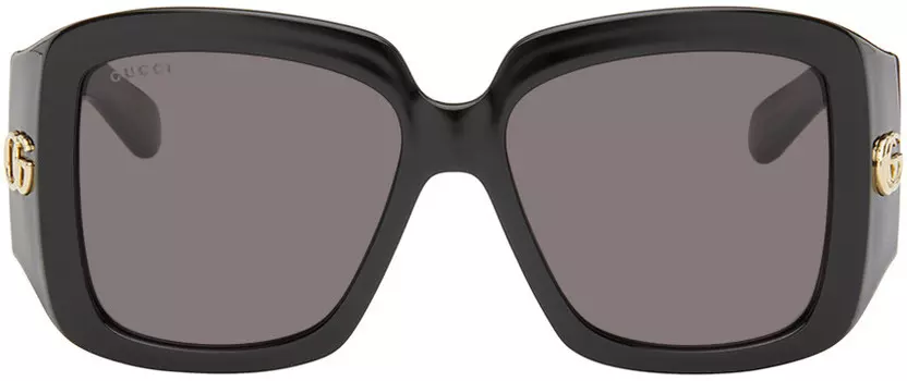 Черные квадратные солнцезащитные очки Gucci, черный/серый