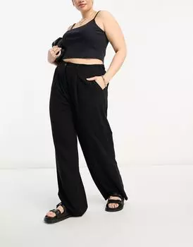 Черные льняные брюки ASOS DESIGN Curve Dad
