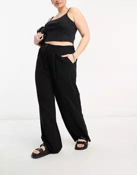 Черные льняные брюки ASOS DESIGN Curve Dad