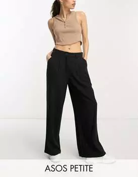 Черные льняные брюки ASOS DESIGN Petite Dad