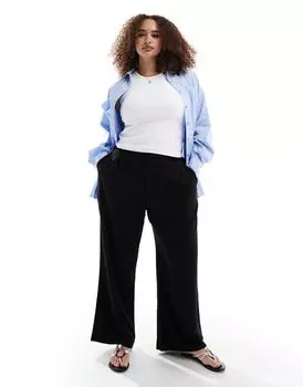 Черные льняные брюки для папы ASOS DESIGN Curve