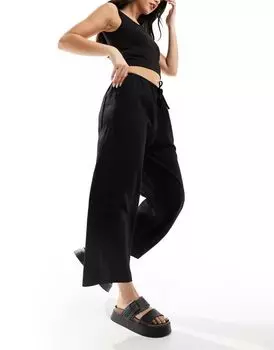 Черные льняные брюки-кюлоты ASOS