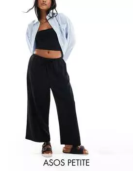 Черные льняные брюки-кюлоты ASOS DESIGN Petite
