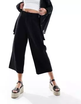Черные льняные брюки-кюлоты ASOS DESIGN Dad