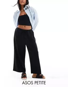 Черные льняные брюки-кюлоты ASOS Petite