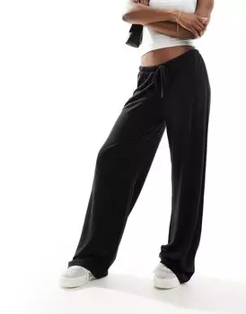 Черные льняные брюки с низкой посадкой ASOS DESIGN