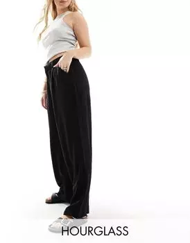 Черные льняные широкие брюки для папы ASOS Hourglass