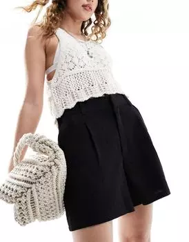 Черные льняные шорты ASOS DESIGN Dad