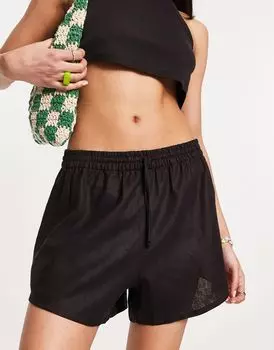 Черные льняные шорты Weekday Tyler