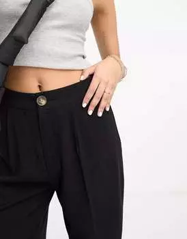 Черные льняные свободные брюки ASOS