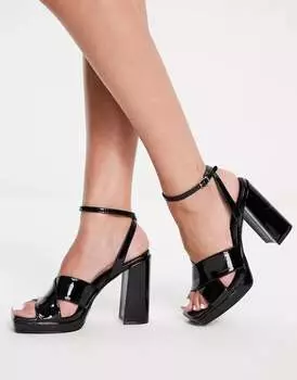 Черные лакированные босоножки на каблуке Steve Madden Suray