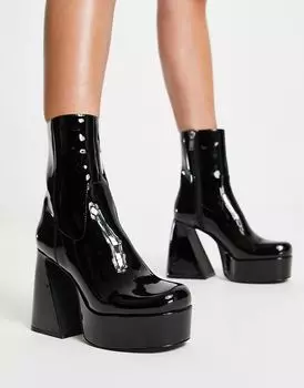 Черные лакированные ботинки на платформе Steve Madden Profuse
