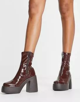 Черные лакированные ботинки на высоком каблуке ASOS DESIGN Ember