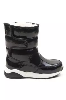 Черные лакированные кожаные детские сапоги с ортопедической опорой для девочек MNPCCO