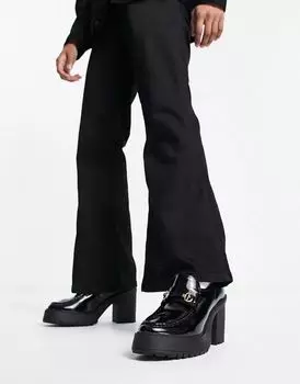 Черные лакированные лоферы из искусственной кожи ASOS