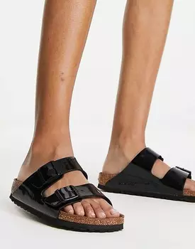 Черные лакированные сандалии Birkenstock – Arizona Birko-Flor