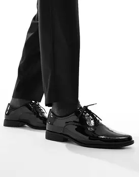Черные лакированные туфли дерби на шнуровке ASOS DESIGN