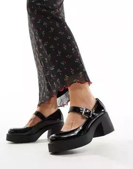 Черные лакированные туфли Мэри Джейн ASOS Sebastian на массивной подошве