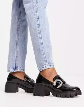 Черные лакированные туфли с пряжкой Steve Madden Hailey