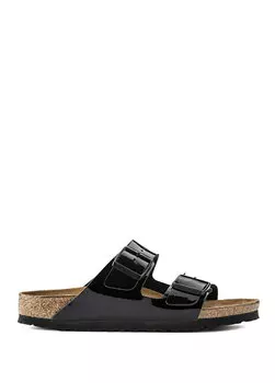 Черные лакированные женские тапочки arizona Birkenstock