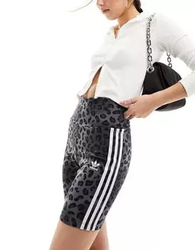 Черные леггинсы adidas Originals Leopard Luxe с леопардовым принтом