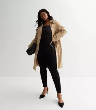 Черные леггинсы Curves на молнии Ponte New Look, черный